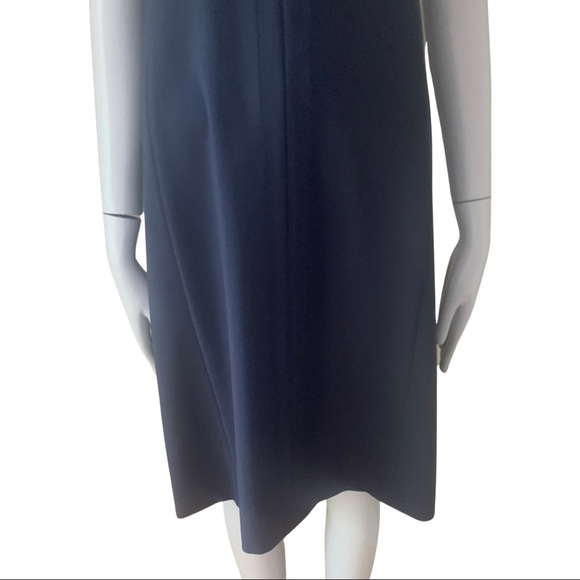 THEORY Kale B V-Neck Sheath Dress Wool Blend Midi Navy Blue Style 7011610R - Picture 4 of 16